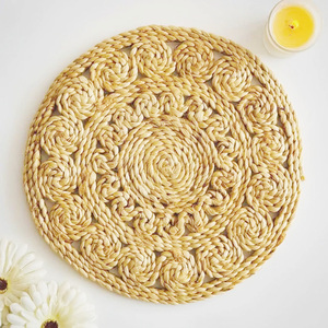 Round Jute <b>Placemats</b> Woven Braided Place Mats Custom Vintage Table <b>Placemats</b> Rustic Non-Slip Straw Mats For Tableware - Product Image 2