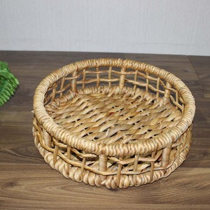Natural Water Hyacinth Storage <b>Baskets</b> Circle Shape <b>Stackable</b> Rustic Eco-Friendly Multi-Purpose Neatening Organizers - Product Image 2