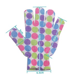 Soft Reusable Sponge Bath Gloves with Colorful Polka Dots for Hand Exfoliation 18cm Length - Product Image 1