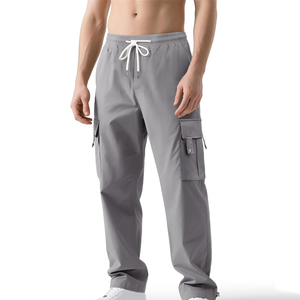 Pantalon cargo en jean baggy pour homme, taille personnalisée, style streetwear, avec cordon de serrage, coupe fuselée, idéal pour l'été – Vente directe usine - Product Image 1