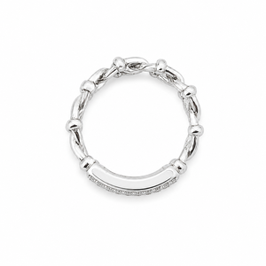 Bague chaîne pour homme en argent sterling 925 avec diamants, design pavé poli, idéale pour les fêtes et mariages, bijou raffiné - Product Image 5