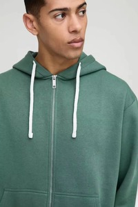 Men's Color Blocking Hooded Zip-Up <b>Tracksuit</b> Set Green <b>White</b> Casual Loose Fit Full Sleeve Shorts Breathable Autumn Wear - Product Image 4