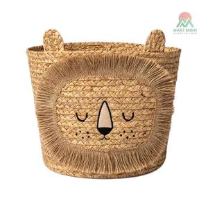 Hot Item <b>Wicker</b> Woven Water Hyacinth Eco-Friendly Circle Laundry <b>Baskets</b> Cute Animal Design Kids & Teen <b>Storage</b> Baby Room Decor - Product Image 4