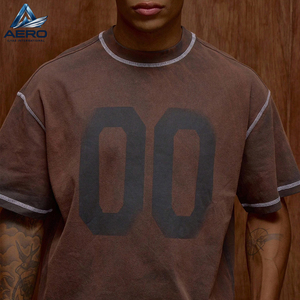 Camiseta Clásica de Manga Corta a Rayas de Corte Regular para Hombre, Estilo Urbano, para Otoño e Invierno, Uso Diario, Lavado Ácido - Product Image 5
