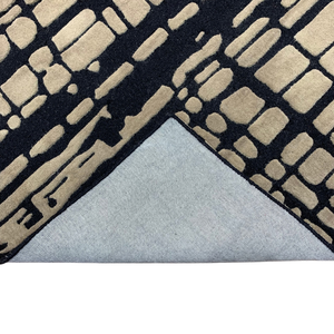 Tapis en laine tufté à la main à motif ondulé organique moderne, à poils coupés et bouclés haute densité, tapis abstrait sculpté, rouge - Product Image 5