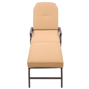 Silla de Patio Ajustable de Acero para Exteriores con 5 Posiciones, Cojines Beige Resistentes a los Rayos UV para Tomar el Sol - Product Image 5