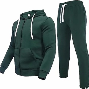 Men's Tracksuit Set Full Length Casual Wear With Drawstring Closure And Side Pockets Solid Color 100% Cotton New Arrival - Product Image 2