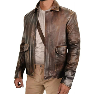 <b>Men's</b> Unique Real Sheep <b>Leather</b> Breathable Patchwork Zipper Closure <b>Jacket</b> Beautiful Fur Coat for Motorcycling Genuine - Product Image 3
