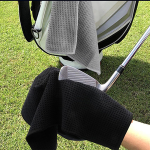 Toalla de Golf de Microfibra de Secado Rápido, Plegable en Tres Partes, con Diseño de Waffle, para Limpieza de Palos, con Mosquetón, Tamaño Personalizado, Azul Gris - Product Image 6