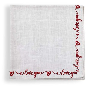 Serviettes de table en coton biologique 100% naturel, design brodé Saint-Valentin, linge de table pour hôtels, design personnalisé - Product Image 2