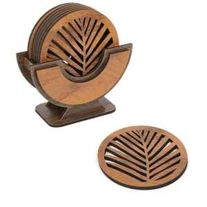Sous-verres en bois naturel, sous-verres carrés en métal et bois pour café, à prix abordable, porte-gobelets, ornement pour la maison et la cuisine - Product Image 4