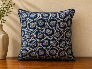 Premium Linen Embroidered Cushion <b>Cover</b> | Decorative Floral <b>Throw</b> Pillow <b>Cover</b> for <b>Sofa</b>, Living Room & Home Decor - Product Image 4