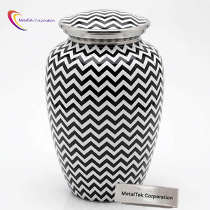Hot Selling New Unique Black White Chevron Design Adult Cremation Urn Memorial <b>Keepsake</b> <b>Ashes</b> Funeral Decorative Jars Metal Urns - Product Image 1