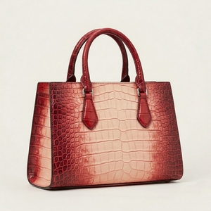 Bolso de Mano de Cuero Genuino para Mujer con Estampado de Cocodrilo, Asa Superior Desmontable, Bolsillo para Teléfono Celular, Estilo Vintage Portátil - Product Image 3