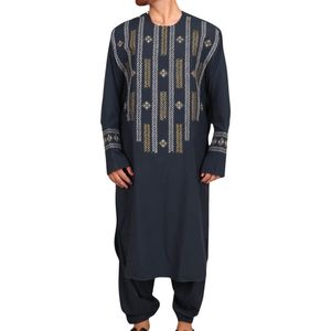 Robe afghane pour homme en coton doux, design géométrique marron expresso, finition premium, shalwar kameez traditionnel afghan - Product Image 4