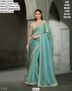 Elegant Pink Chiffon <b>Saree</b> with Embroidered Blouse for Women Traditional Moisture Wicking Wrinkle Free Wedding Wear Size S 2XL - Product Image 4