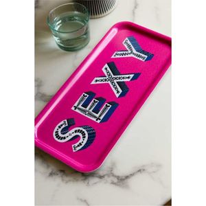 Plateau de service rectangulaire moderne rose Pop Art, plateau décoratif en mélamine, plateau élégant pour table basse, décoration de bar à domicile, réceptions - Product Image 1