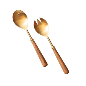 Ensemble de couverts de service en acier inoxydable poli miroir, forme géométrique à facettes, design moderne, cuillère et fourchette en métal pour salade - Product Image 6