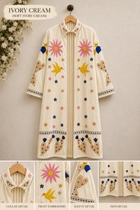 Impresionante Abrigo Largo de Terciopelo Rojo Premium para Mujer, Chaqueta Bordada con Diseño Floral y de Aves, Estilo Boho Chic, Abrigo de Lujo para Dama - Product Image 6
