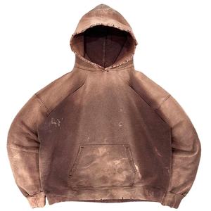 เสื้อฮู้ดดี้ผู้ชายสไตล์วินเทจ ย้อมสีแบบแอซิด ลุคขาดๆ ทรงโอเวอร์ไซส์ สำหรับฤดูหนาว ผ้าฝ้าย 100% เป็นมิตรกับสิ่งแวดล้อม - Product Image 1