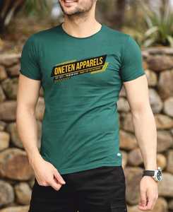 เสื้อยืดแขนสั้นคอกลมสีเขียวสำหรับผู้ชายจาก ONETEN APPARELS ผ้าถักด้านหน้า 100% ผ้าฝ้าย ระบายอากาศได้ดี สวมใส่สบาย - Product Image 3