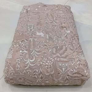 Indian Embroidered Velvet Fabric Velvet Lace African Velvet Sequins Lace Fabrics for Abaya Kaftan Evening Gown Wholesale Exports - Product Image 6