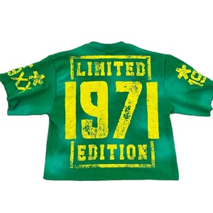 Camiseta de hombre personalizada con lavado de ácido desteñido al sol, holgada, 100% algodón, peso pesado, serigrafía, tejido, Boxy Fit Crop - Product Image 4