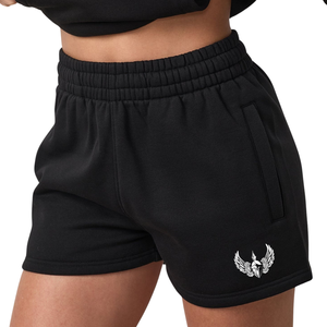 Shorts de sport noirs pour femmes, taille élastique, pour entraînement fitness, tenue de sport, confortables pour le quotidien - Product Image 1