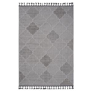 Tappeto 8X10 per Interni/Esterni Bianco/Grigio con Design a Traliccio per Arredamento Casa - Product Image 1