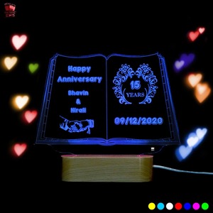 Eco Friendly 3D Illusion Multi Color Acrylic LED <b>Lamp</b> with Open Book Design Decorative Night Light For Room Home Office For Sale - Product Image 3