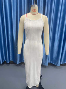 โรงงานผลิตเดรสยาวแบบขายส่ง แฟชั่นฤดูร้อน เดรสทรงเอไลน์แขนกุดสำหรับผู้หญิง ผ้าทอพิมพ์ลายเรียบ - Product Image 6