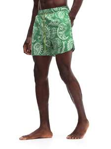 Shorts de Playa para Hombre con Estampado Paisley Verde, Cintura Media, Cordón Ajustable, Secado Rápido, Tejido de Poliéster, con Bolsillos - Product Image 6