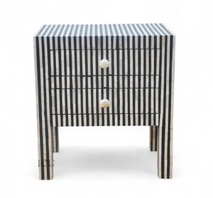 Mesa de Cajones con Incrustaciones de Hueso de ILAHI, Diseño Moderno con Detalles de Ágata, Almacenamiento de Tres Niveles, Mueble Portátil para el Hogar - Product Image 3