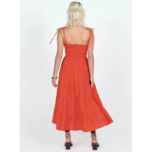 Robe longue décontractée d'été pour femme, best-seller, à dos ouvert avec nœud, coupe ample, idéale pour la plage - Product Image 3