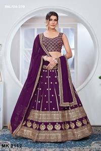 Ocassional wear Faux Georgette with Thread & Sequence Embroidered work Purple Can-Can Lehenga-Choli Set Supplier from Surat - Product Image 2