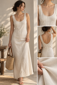 Proveedor OEM Profesional en Stock - Vestido Maxi Casual de Cuello Redondo Liso para Uso Diario al por Mayor - Product Image 5