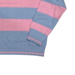 Pull ras du cou rayé rose et bleu en maille douce à manches longues – Vêtement décontracté et tendance pour l'hiver - Product Image 6