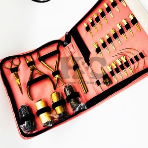 Kit de Herramientas para Extensiones de Cabello con Sistema de Unión Manual, OFERTA, Acero Inoxidable Dorado Sostenible, Estuche Rosa, Alicates, Tijeras, Kit Comercial para Cabello - Product Image 6