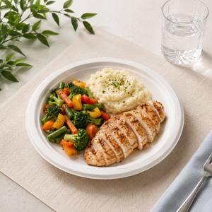 CANEX 9 Inch Bagasse Dinner Plate Biodegradable Compostable Disposable Sugarcane Fiber Microwave-safe Plastic-free Water - Product Image 6