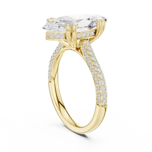 Anillo con halo oculto de diamante redondo cultivado en laboratorio de 4.00 ct, oro macizo de 18k, estilo marquesa, unisex, para novia, certificado por IGI - Product Image 2