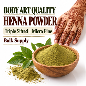 Henna en Polvo BAQ Microfina Triplemente Tamizada para Arte Corporal, Tatuajes Mehndi, Tinte para Uñas, Proveedor, Fabricante y Exportador de Henna a Granel de la India - Product Image 1
