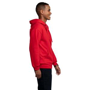Sudadera con Capucha Roja para Hombre, Cierre de Cremallera, Felpa, Corte Regular, Informal, para Otoño, Color Sólido, Algodón - Product Image 5