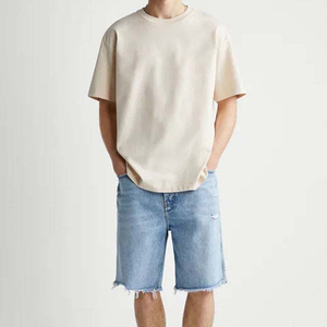 T-shirts Homme Cropped Coupe Boxy Oversize à Épaules Tombantes, 100% Coton Uni, Écologiques et Respirants, Design Col Unique – Meilleures Ventes - Product Image 2