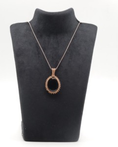 Natural <b>Black</b> Spinel Copper Wire <b>Wrapped</b> Pendant Necklace Handmade Boho Gemstone Jewelry Wholesale - Product Image 2