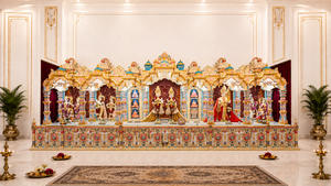 Divine Swaminarayan Shrine for Hindu Sabha Hall <b>Mandir</b> Hand-Carved Large Wooden Prayer Shrine for Community Temple For USA Halls - Product Image 6