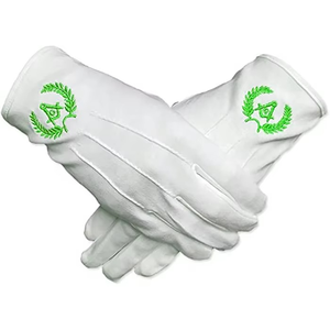 Gants blancs en coton pour francs-maçons, gants de cérémonie maçonniques en cuir blanc avec broderie personnalisée, vente chaude OEM, tous articles - Product Image 1