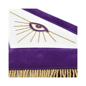 Delantal Masónico Étnico Grand Master Blue Lodge de Terciopelo Morado con Hilos Dorados y Flecos de Encaje Dorado para Todas las Estaciones MAP-0121 - Product Image 3
