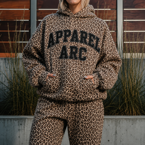 Custom <b>Leopard</b> <b>Print</b> Hoodies Men Oversized Applique Lettering Heavyweight Fleece Pullover Streetwear OEM Cheetah <b>Sweatshirt</b> - Product Image 1