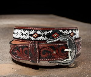 Ceinture en cuir véritable de haute qualité avec motifs perlés occidentaux et gravures, pour hommes et femmes, ceinture tendance, prix de gros - Product Image 6