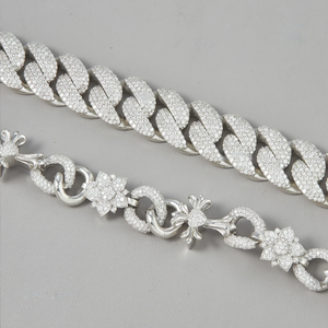 Men's Rhodium Plated Zinc Alloy Chain Necklace With Cubic Zirconia Star Links Hiphop Style Fashion Jewelry - Product Image 4